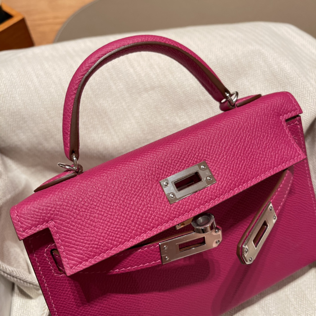 에르메스 미니 켈리백19 립스틱 은장 앱송